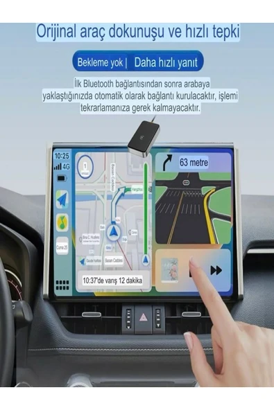 DEANB 2in1 USB TYPE-C Giriş'li Wireless Kablosuz Apple Android CarPlay Bluetooth Araç Kiti Adaptör - Resim 3