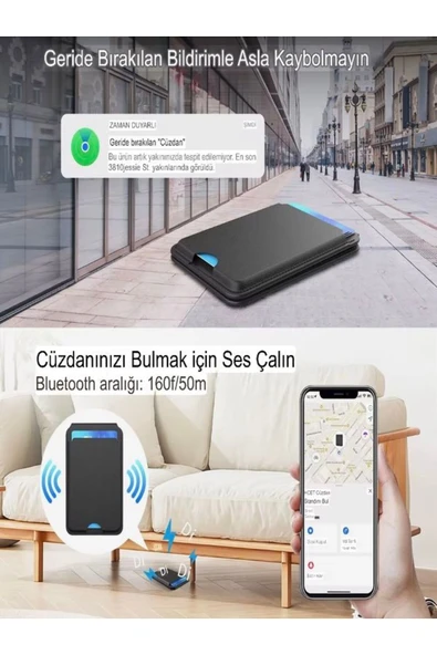 DEANB Apple Find My Uyumlu Gerçek Deri Magsafe Cüzdan – Mfi Lisanslı Akıllı Takip Özellikli Kartlık Unisex - 5