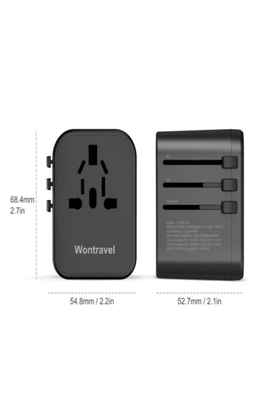 ÇELİKWORK Fc-14 20w Global Seyahat Şarj Aleti - 2 Usb-a, 1 Pd-type-c Priz Adaptörü Çoğaltıcı - 5