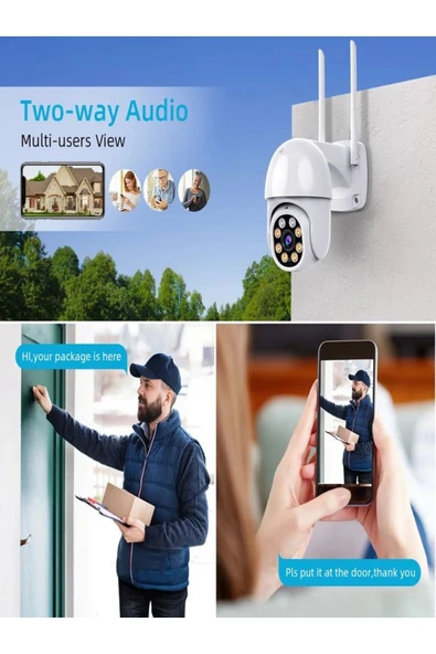 DEANB 2.5 İnç Wi-Fi IP66 Su Geçirmez Alarmlı HD Hareket Sensör Çift Işıklı Gece Görüşlü İNTERKOM Kamera - 3