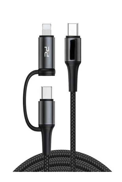 ÇELİKWORK 2in1 3a 1.2metre 60w Type-c 20w Lightning - 480 Mbps Örgü Pd Hızlı Şarj/data Kablosu - Resim 2