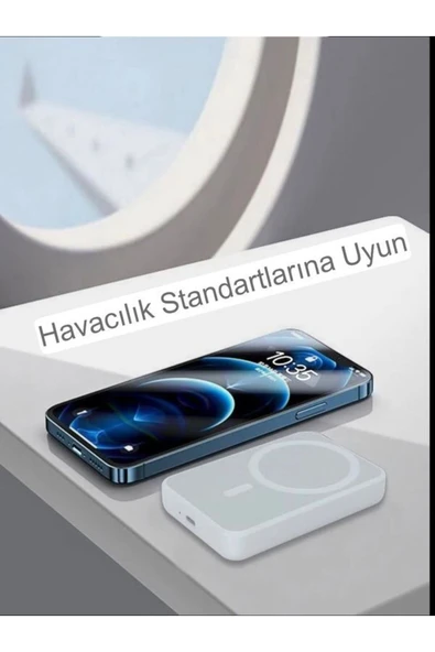 çelikwork inspiring technology 5000mah Kablosuz Magsafe Powerbank - Taşınabilir Beyaz Batarya, Iphone Telefon Şarj Aleti - Resim 6