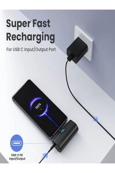 ÇELİKWORK Fp8 5000mah Lightning Iphone Uyumlu 20w Ultra Hızlı Şarj Taşınabilir Batarya Lcd Powerbank - 5