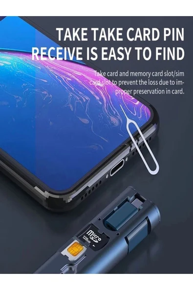 ÇELİKWORK F0H7 7 in 1 Çok işlevli Type-C, USB, Micro Lighting Port, Seyahat Seti iPhone, Android, PC Çevirici - Resim 6