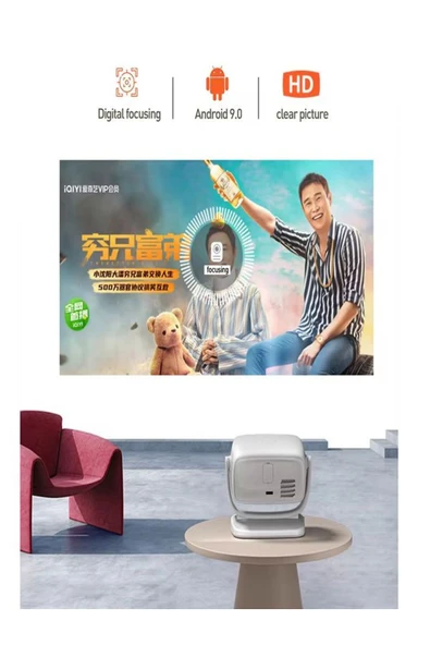 DEANB APR01 4K UHD Akıllı Taşınabilir LED Projeksiyon Cihazı Full HD 2.4+5G Wi-Fi Ev Sineması Projeksiyonu - 6