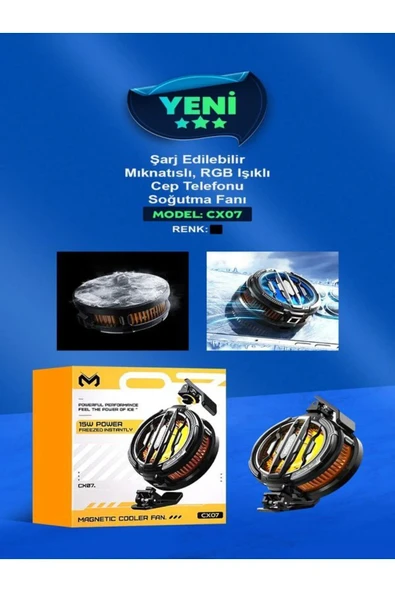 DEANB CX007 2in1 Magnet Spring Clip 15W RGB Telefon Tablet Soğutma Radyatör Fanı Cep Oyun Radyatörü - 8