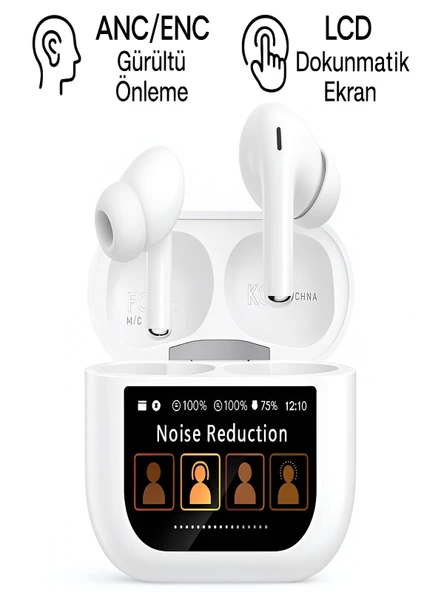 DEANB Dokunmatik Ekran GPS Airbuds 4K ANC ENC Bluetooth Kulakiçi LCD Ekranlı Wireless Kulaklık ürün görseli 1
