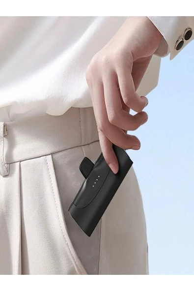 ÇELİKWORK Pw0-102 3000mah Iphone Lighting Uyumlu Powerbank Mini Elektronik Siyah Taşınabilir Güç Bankası - 4