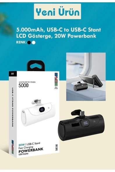 ÇELİKWORK Fp07 5000mah Type-c 20w Ultra Hızlı Fast Şarj Elektronik Taşınabilir Batarya Lcd Mini Powerbank - Resim 8