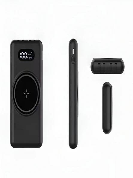 ÇELİKWORK 10000mAh PD Kablolu 22.5W Kablosuz Wireless 15W Dahili USB Micro TYPE-C iPhone Powerbank - Resim 6