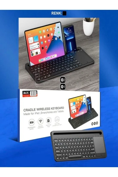 DEANB Türkçe Q, Type-c Şarjlı, Touchpad, Telefon, Tablet Standlı Bluetooth Klavye Ios/android/windows - 6