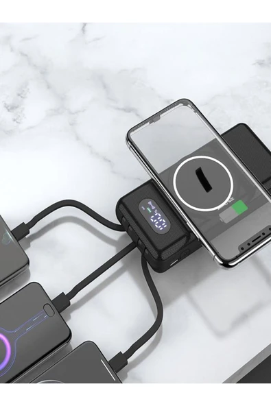ÇELİKWORK 10000mAh PD Kablolu 22.5W Kablosuz Wireless 15W Dahili USB Micro TYPE-C iPhone Powerbank - 2