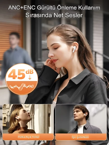 DEANB Dokunmatik Ekran GPS Airbuds 4K ANC ENC Bluetooth Kulakiçi LCD Ekranlı Wireless Kulaklık - Resim 6