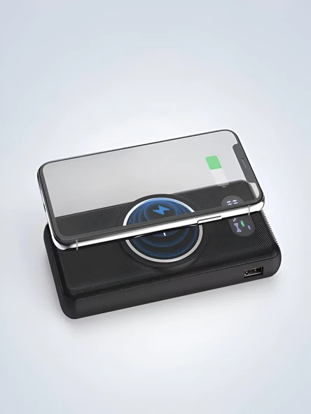 ÇELİKWORK 10000mAh PD Kablolu 22.5W Kablosuz Wireless 15W Dahili USB Micro TYPE-C iPhone Powerbank - Resim 2