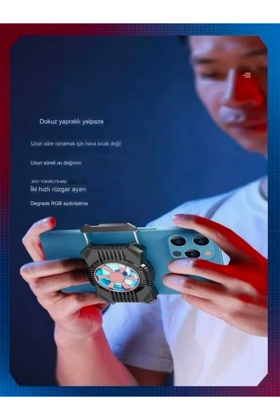 DEANB 400mah Taşınabilir Led Işıklı Şarjlı Sessiz Cep Telefonu Soğutma Fanı Kablosuz Radyatör Soğutucu - Resim 3