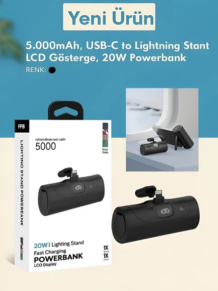 ÇELİKWORK Fp8 5000mah Lightning Iphone Uyumlu 20w Ultra Hızlı Şarj Taşınabilir Batarya Lcd Powerbank - Resim 6
