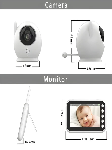 DEANB Full HD Bebek Kamerası 2.4 GHz Wireless 360 Dönen PTZ Gece Görüş Monitörlü Interkom Özellikli - Resim 2
