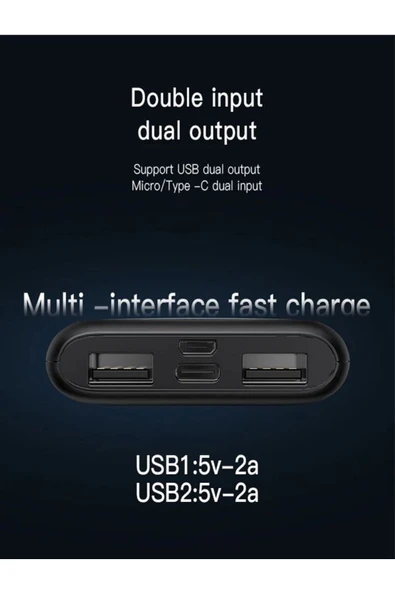 ÇELİKWORK Pw091 5000mah 2usb 1type-c Elektronik Taşınabilir Batarya Mini Powerbank Telefon Şarj Aleti - 2