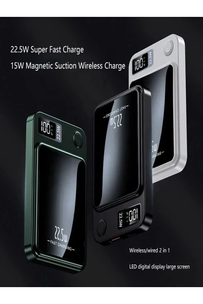 çelikwork inspiring technology 10000mh Kablolu 22.5w Iphone Magsafe 15w Elektronik Taşınabilir Batarya Powerbank Telefon Şarj Aleti - Resim 6