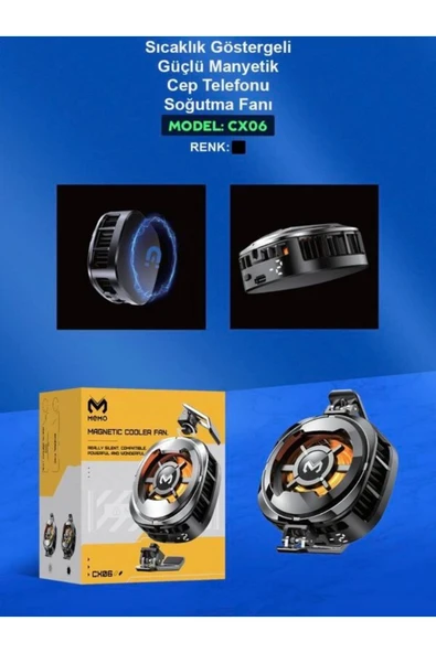 DEANB CX6 Sıcaklık Göstergeli Güçlü Manyetik Cep Telefonu Soğutma Fanı Radyatör Soğutucu Pubg - 8