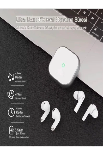 DEANB 2in1 IPX4 Su Geçirmez Çift Taraflı Wireless HD Stereo Bluetooth 5.3 Kulaklık - Bluetooth Earbuds - 3