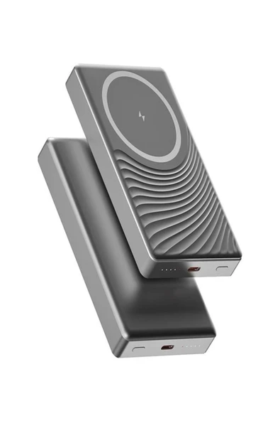 ÇELİKWORK FP14 5000mAh 20Watt USB-C LED Işıklı Wireless Slim Taşınabilir Kablosuz Powerbank - Resim 2