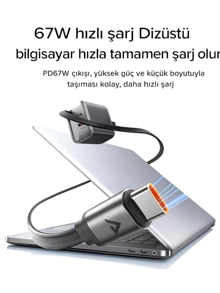 DEANB Pd 67w 1xusb 1xtype-c Girişli 2x Fast Hızlı Şarj Cihazı Adaptörü Universal Çoklayıcı - Resim 3