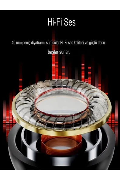 DEANB BT80 Wireless V5.0 Stereo LİTYUM 300mAh Çinko Alaşımlı Kablosuz Kulak Üstü Kulaklık - 4