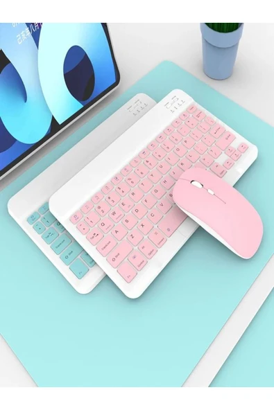 DEANB Bkb011 Mini 24x15cm Kablosuz Bluetooth Klavye & Mouse Seti - Universal Uyumlu, Taşınabilir Ve Şarjlı - 4