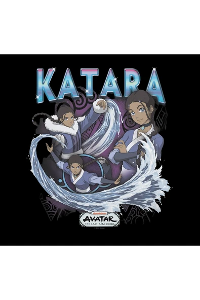 Avatar The Last Airbender Katapa Baskılı %100 Pamuk Unisex Siyah Kapüşonlu Sweatshirt - 2