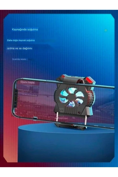 DEANB 400mah Taşınabilir Led Işıklı Şarjlı Sessiz Cep Telefonu Soğutma Fanı Kablosuz Radyatör Soğutucu - Resim 5