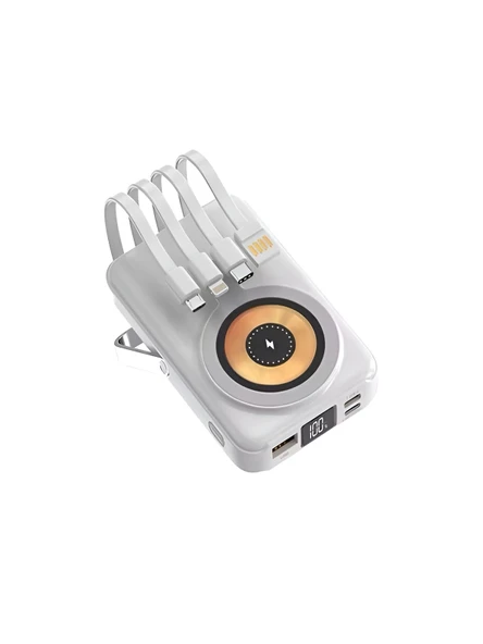 ÇELİKWORK PW-122 10000mAh 15W Kablosuz Kablolu LCD 22.5W Mikro Lightning Type-C Kablolu Powerbank - Resim 6