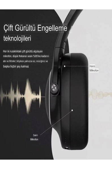 DEANB BT80 Wireless V5.0 Stereo LİTYUM 300mAh Çinko Alaşımlı Kablosuz Kulak Üstü Kulaklık - 6