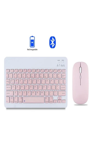 DEANB Bkb011 Mini 24x15cm Kablosuz Bluetooth Klavye & Mouse Seti - Universal Uyumlu, Taşınabilir Ve Şarjlı - 1