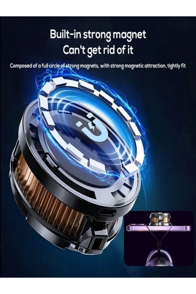 DEANB CX007 2in1 Magnet Spring Clip 15W RGB Telefon Tablet Soğutma Radyatör Fanı Cep Oyun Radyatörü - 5