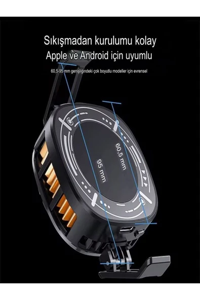 DEANB CX6 Sıcaklık Göstergeli Güçlü Manyetik Cep Telefonu Soğutma Fanı Radyatör Soğutucu Pubg - 5