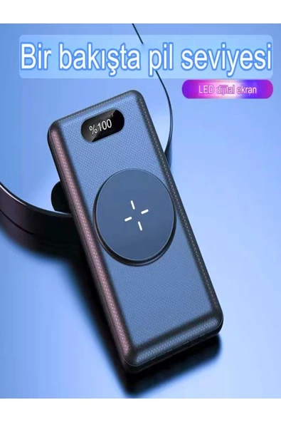 ÇELİKWORK 10000mAh PD Kablolu 22.5W Kablosuz Wireless 15W Dahili USB Micro TYPE-C iPhone Powerbank - 5