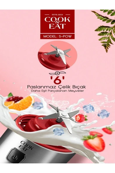 DEANB BPA İÇERMEZ TURBO Buz Kırıcı Paslanmaz 6 Çelik Bıçaklı Şarjlı 450 ml Taşınabilir Kişisel BLENDER - 3