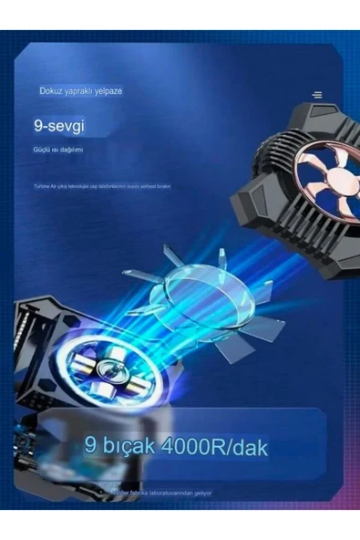 DEANB 400mah Taşınabilir Led Işıklı Şarjlı Sessiz Cep Telefonu Soğutma Fanı Kablosuz Radyatör Soğutucu - Resim 6