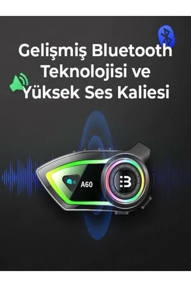 DEANB A-60 Ip67 Su Geçirmez Renkli Rgb Hd Stereo Ses 5.3 Bluetooth Interkom Kask Kulaklığı - Resim 5