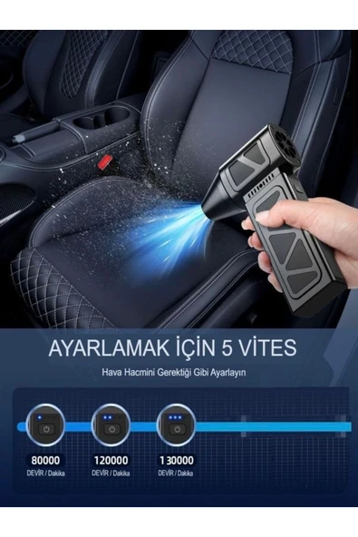 DEANB Ahv 180w 130.000 Rpm 4 Kademeli Çantalı Turbo Fan Şarjlı Mini Hava Komprasörü Üfleyici - 6