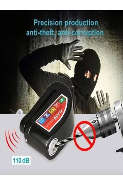 DEANB Alarmlı Disk Kilidi – Motosiklet Güvenlik Kilidi, 110db Alarm, Suya Dayanıklı, Çelik Pimli Kilit - Resim 6