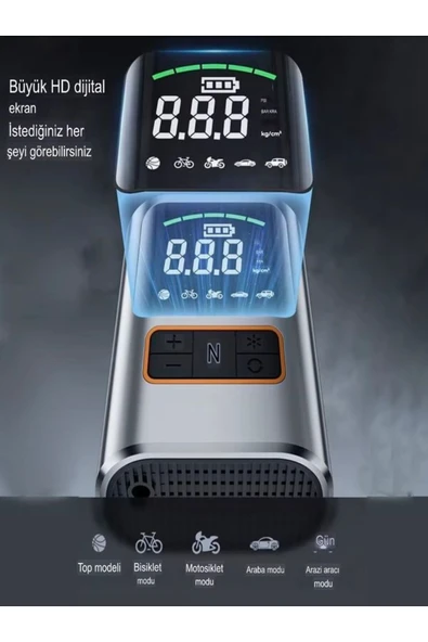 DEANB 150PSI 3600mAh Dijital Taşınabilir Araç Hava Kompresörü Led ışıklı Lastik Şişirme Pompası - 4