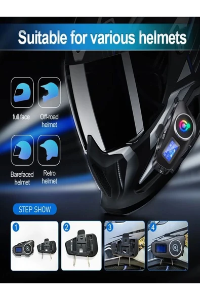 DEANB IPX6 SU GEÇİRMEZ SD KARTLI 2 KİŞİ 300M SİRİ DESTEK EQ SES İNTERKOM KASK KULAKLIĞI GÜRÜLTÜ OFF - Resim 5