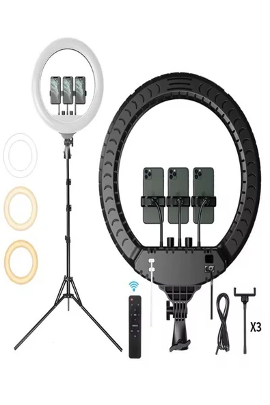 DEANB Alüminyum Alaşım 3D AR Panaromik 56cm 360° Dönen Kumandalı LED Fotoğraf Video Çekim Işığı - 7