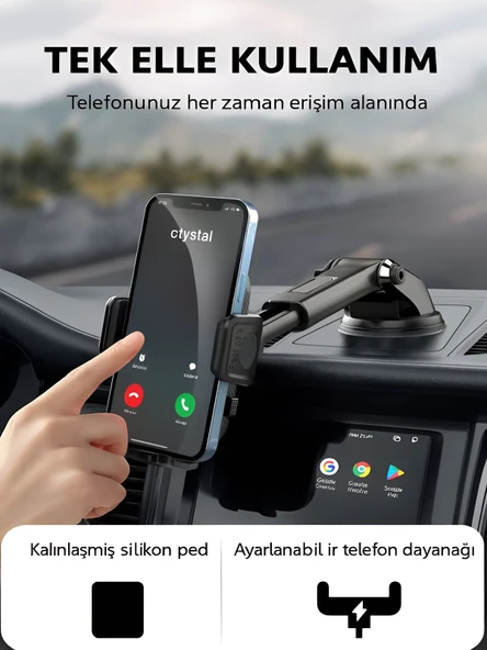 DEANB T78 360 Dönebilen Hidrolik Kanatlı Vantuzlu Araç Içi Telefon Tutucu Ayna Torpido Montajı Tutacak - Resim 4