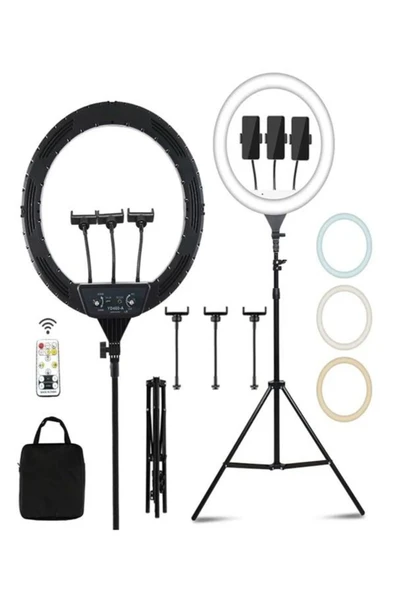 DEANB Bld-21 6000k 80w 2usb 360° Dönen 56cm Çantalı Stüdyo Fotoğraf Video Kumandalı Led Halka Çekim Işık - 8