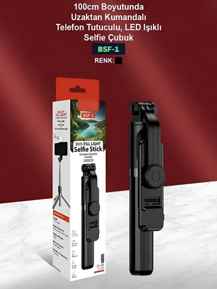 DEANB Bluetooth Kumandalı Tripod Telefon Tutuculu Selfie Çubuğu Telefon, Kamera, Lamba, Yayın Standı - Resim 8