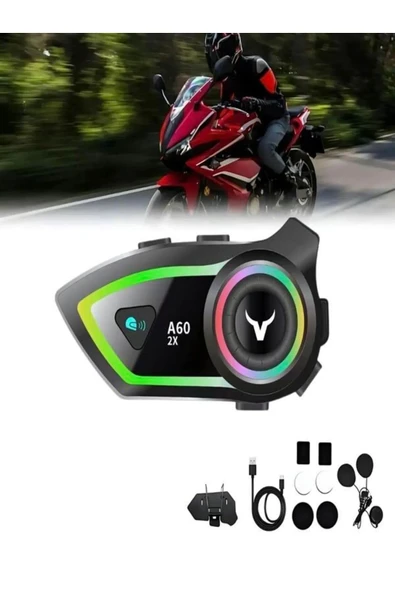 DEANB A-06 Ip67 2 Kişi 300m İNTERKOM Su Geçirmez Rgb Işık Wireless Motor Motosiklet Kask Kulaklığı ürün görseli
