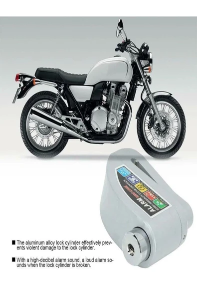 DEANB Alarmlı Disk Kilidi – Motosiklet Güvenlik Kilidi, 110db Alarm, Suya Dayanıklı, Çelik Pimli Kilit - Resim 4